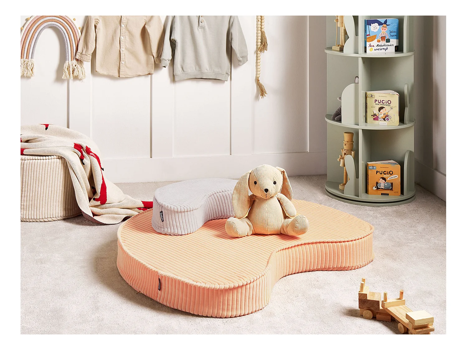 Pouf NILI Velours Rose pêche