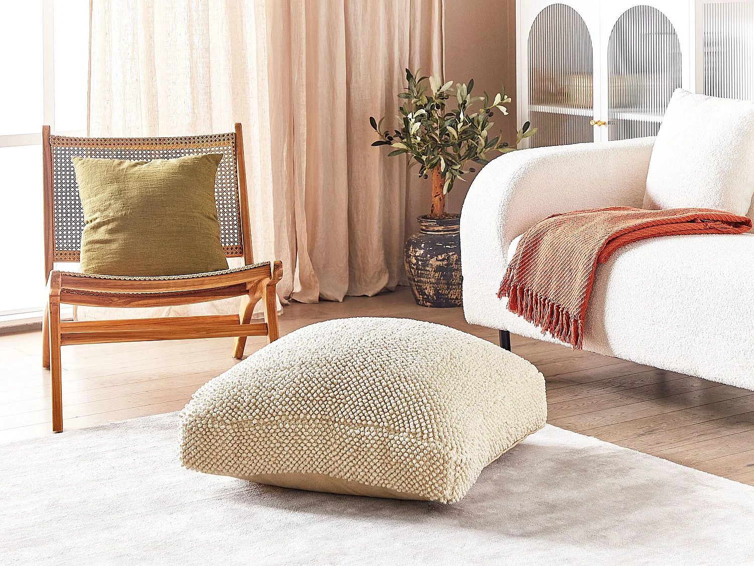 Pouf JOARA Coton Beige