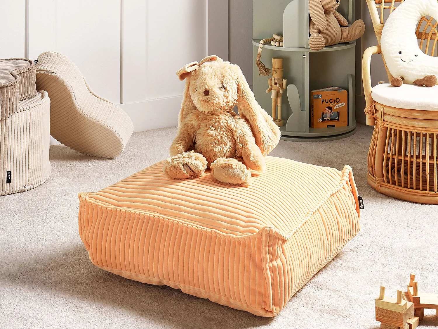 Pouf ALLOZAI Samtstoff Pfirsichrosa 55 cm 55 cm 20 cm