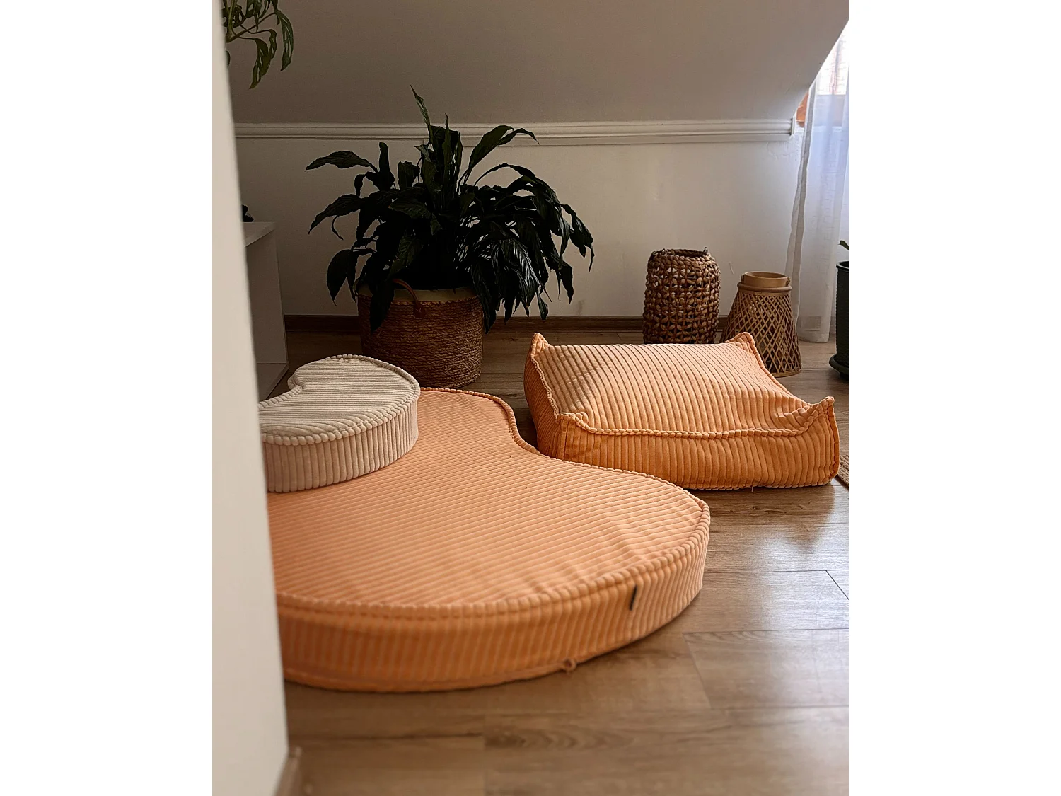 Poef ALLOZAI Fluweel Perzik 55 cm 55 cm 20 cm