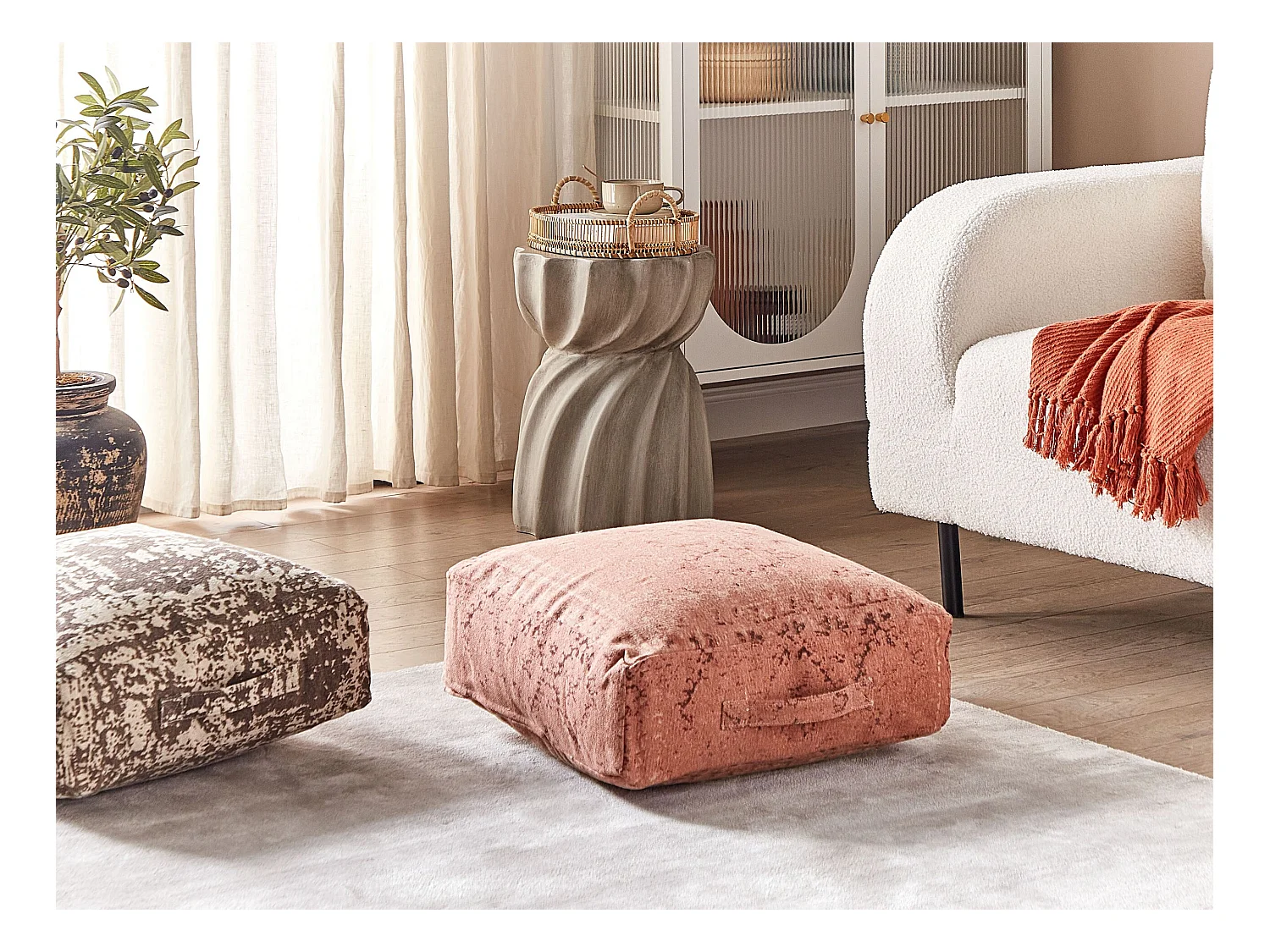 Pouf SHASA Coton Rouge clair