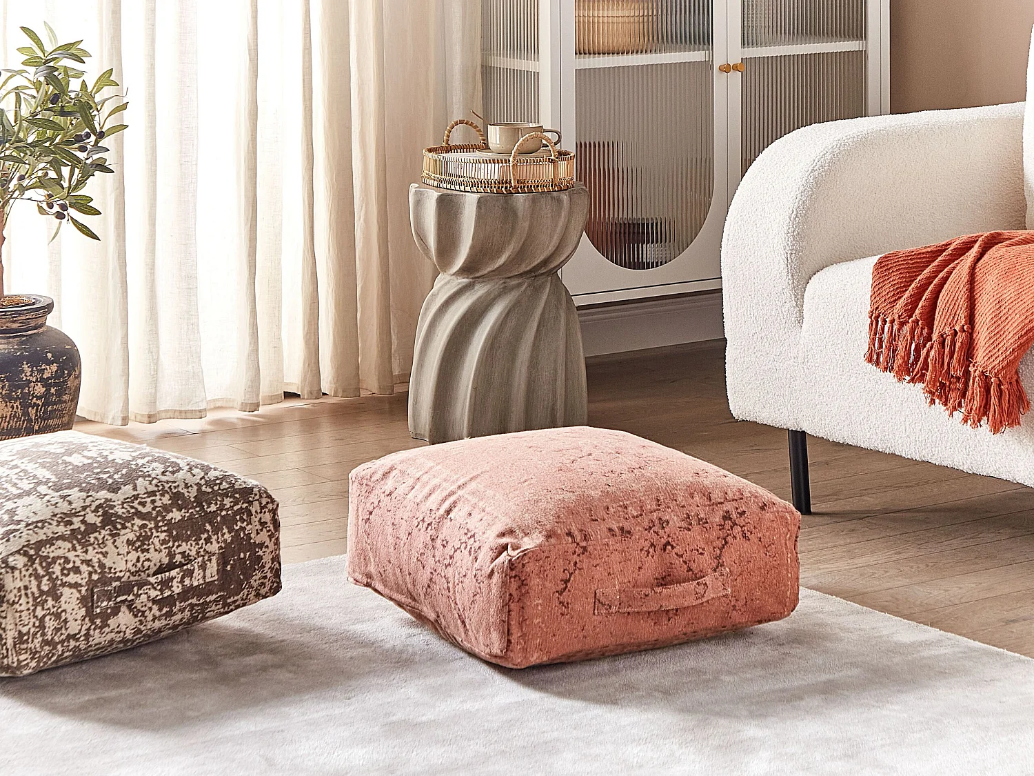 Pouffe SHASA Cotton Light Red
