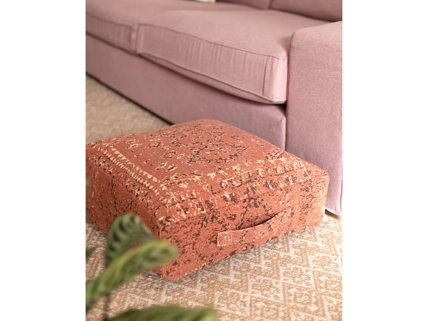 Pouf SHASA Coton Rouge clair 50 cm 50 cm 20 cm