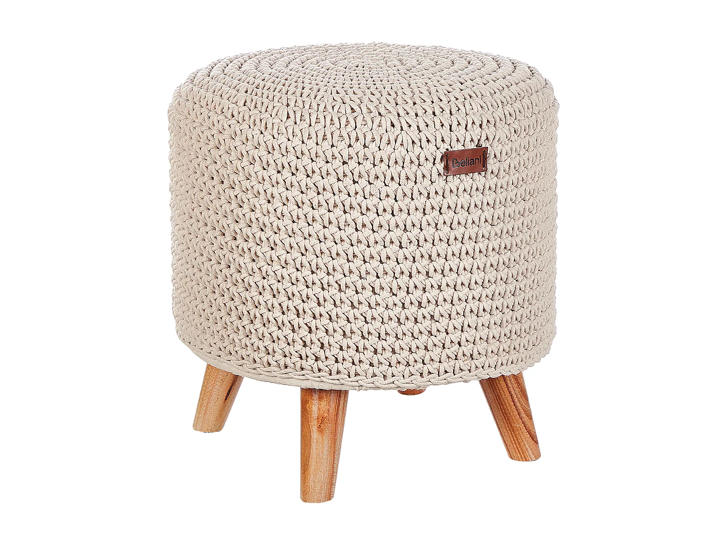 Hocker Makramee MARDAN Baumwolle Beige