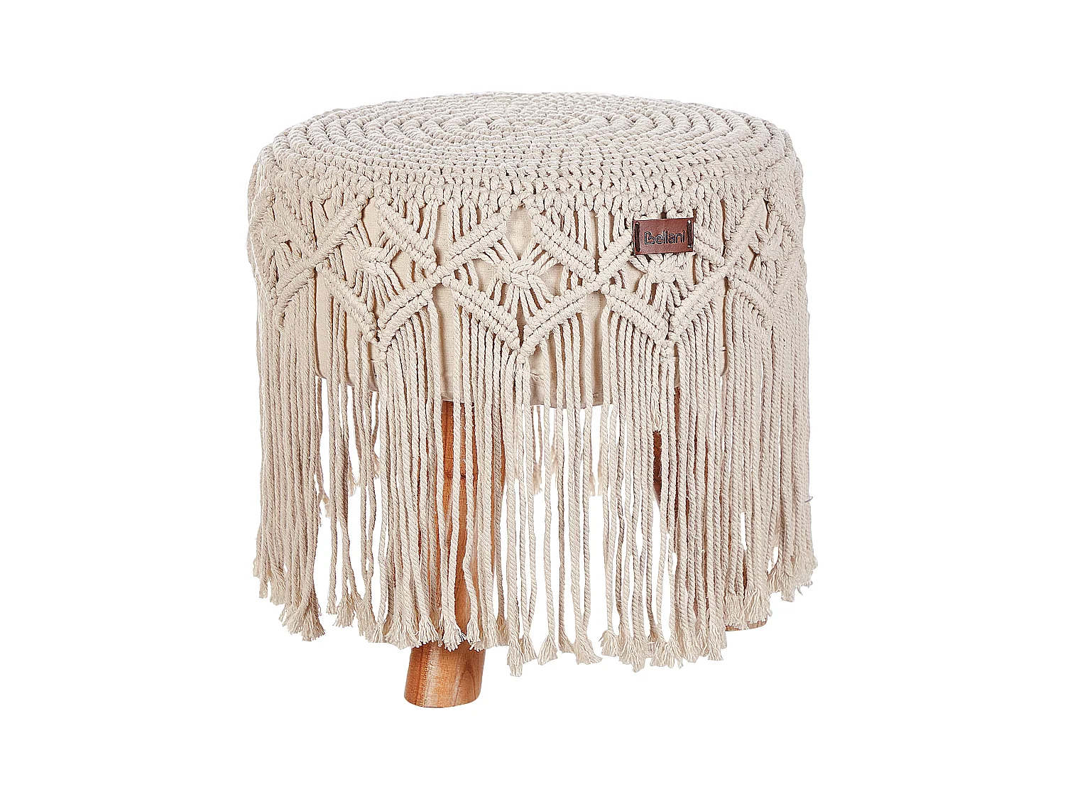 Repose-pied Macramé NAWABAD Coton Beige