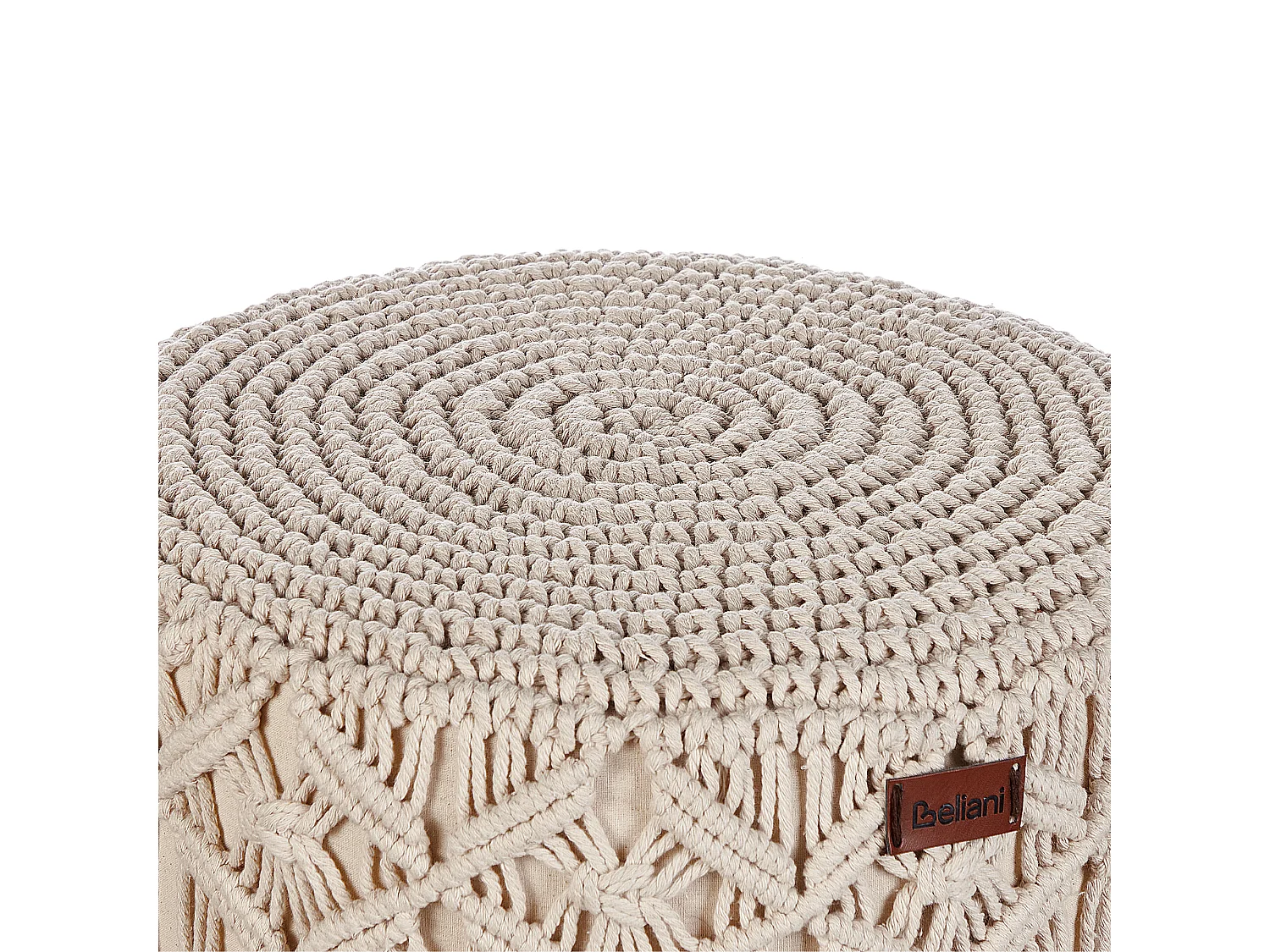 Repose-pied Macramé NAWABAD Coton Beige