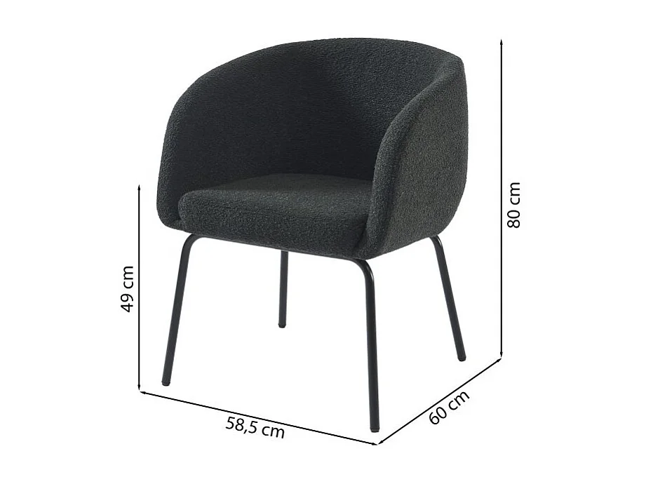 Fauteuil en tissu bouclette gris anthracite AGATE