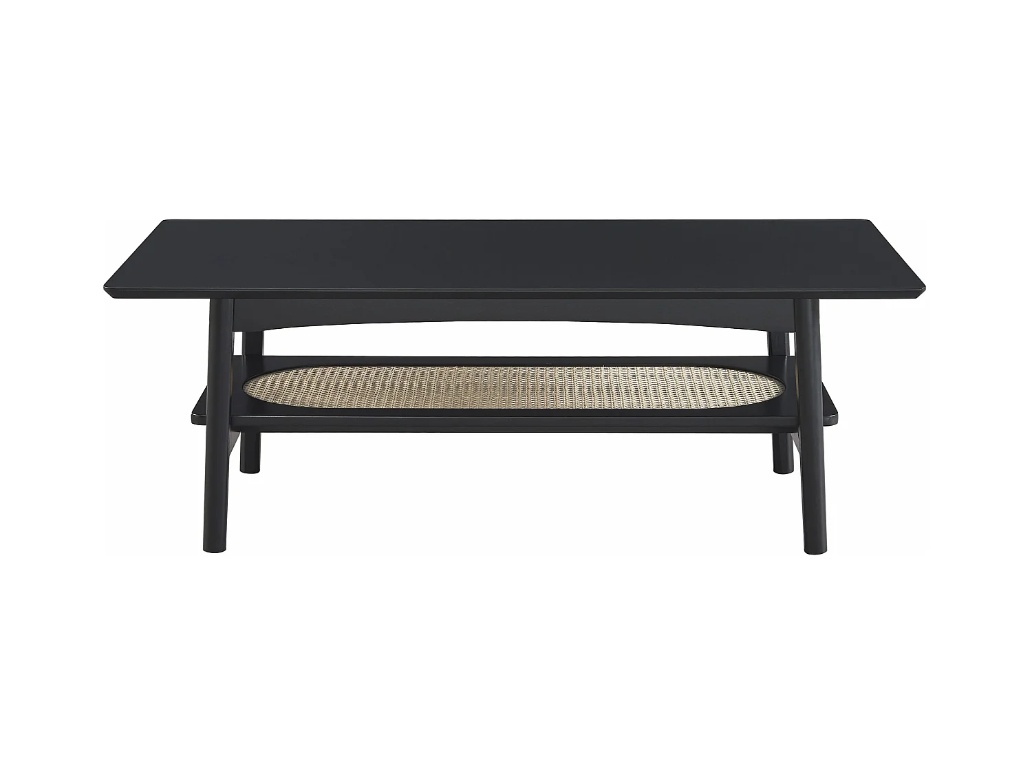 Table basse noire et cannage rotin ZÉOLITE