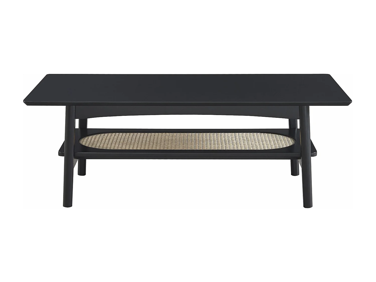 Table basse noire et cannage rotin ZÉOLITE