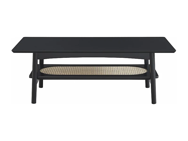 Table basse noire et cannage rotin ZÉOLITE