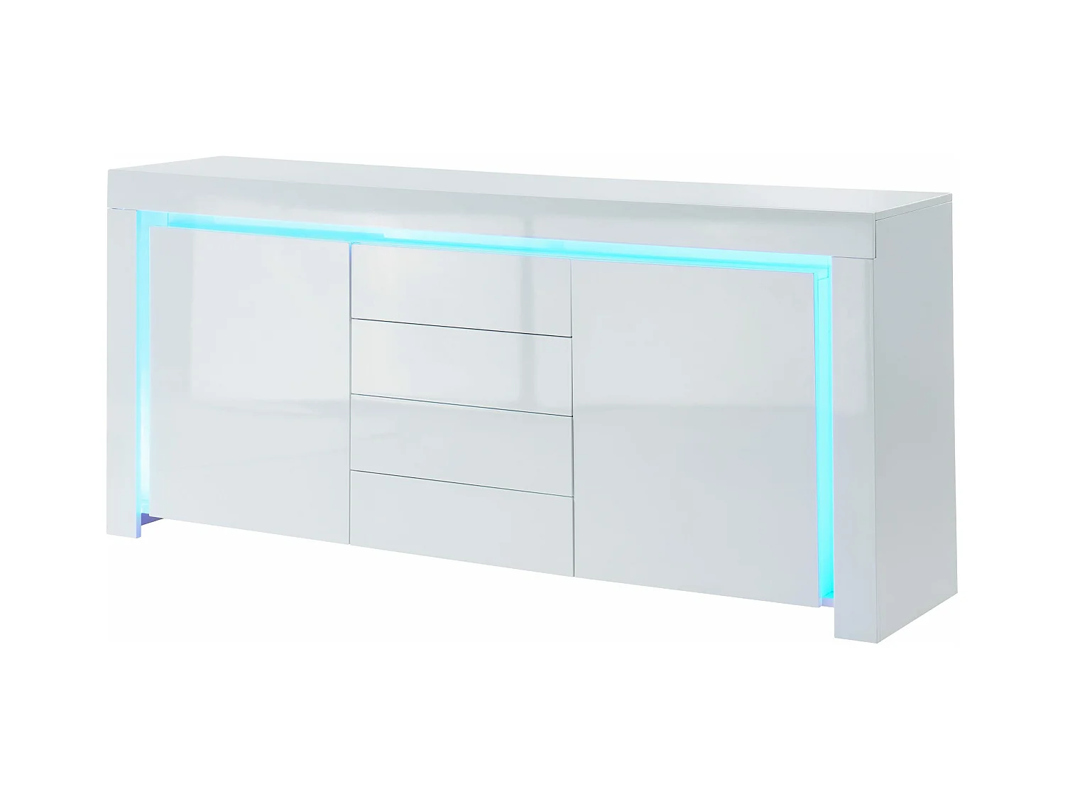 Buffet à LED laqué blanc brillant 170 cm AZURITE