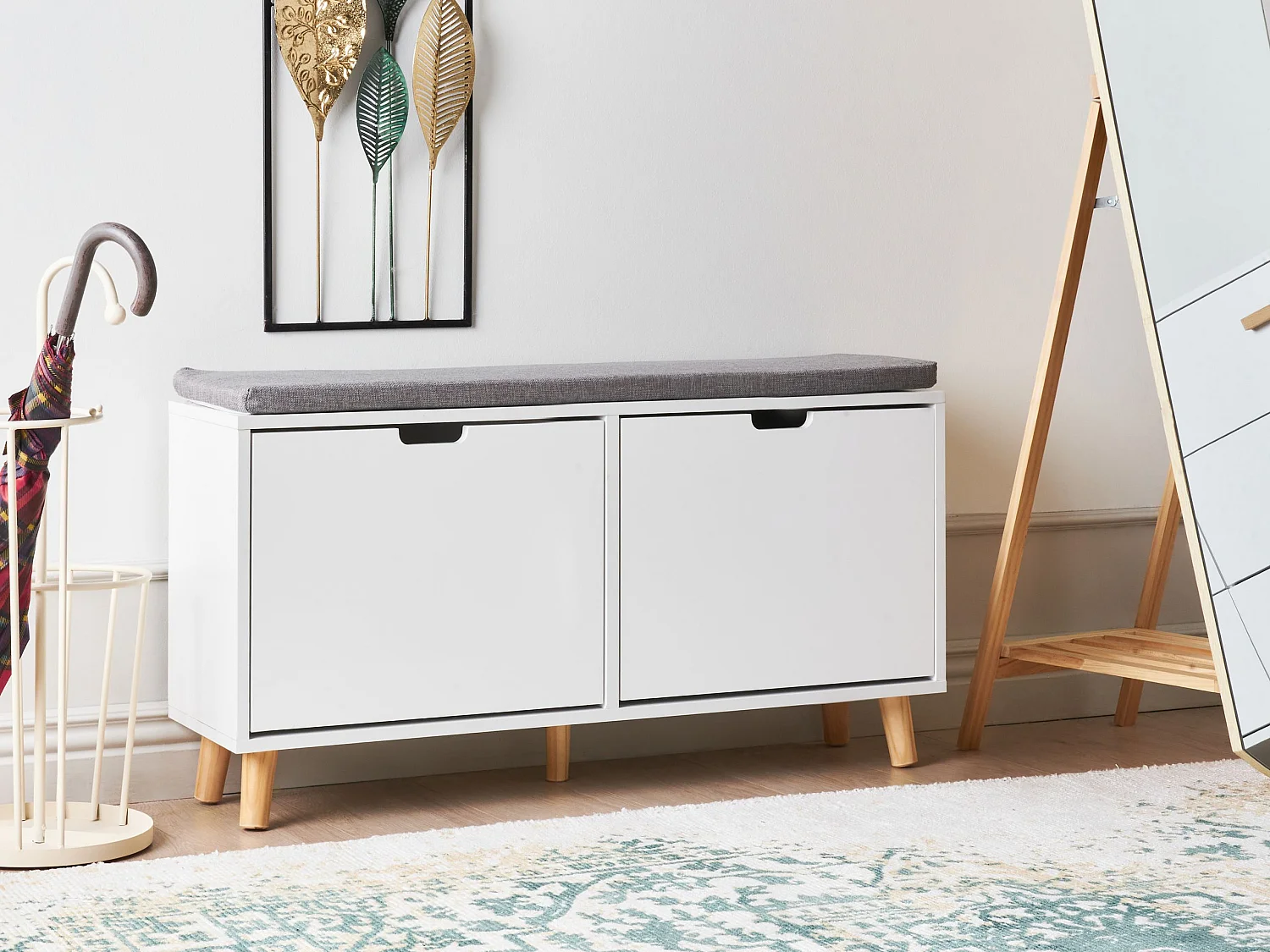 Banc et meuble de rangement pour chaussures MINERAL Blanc