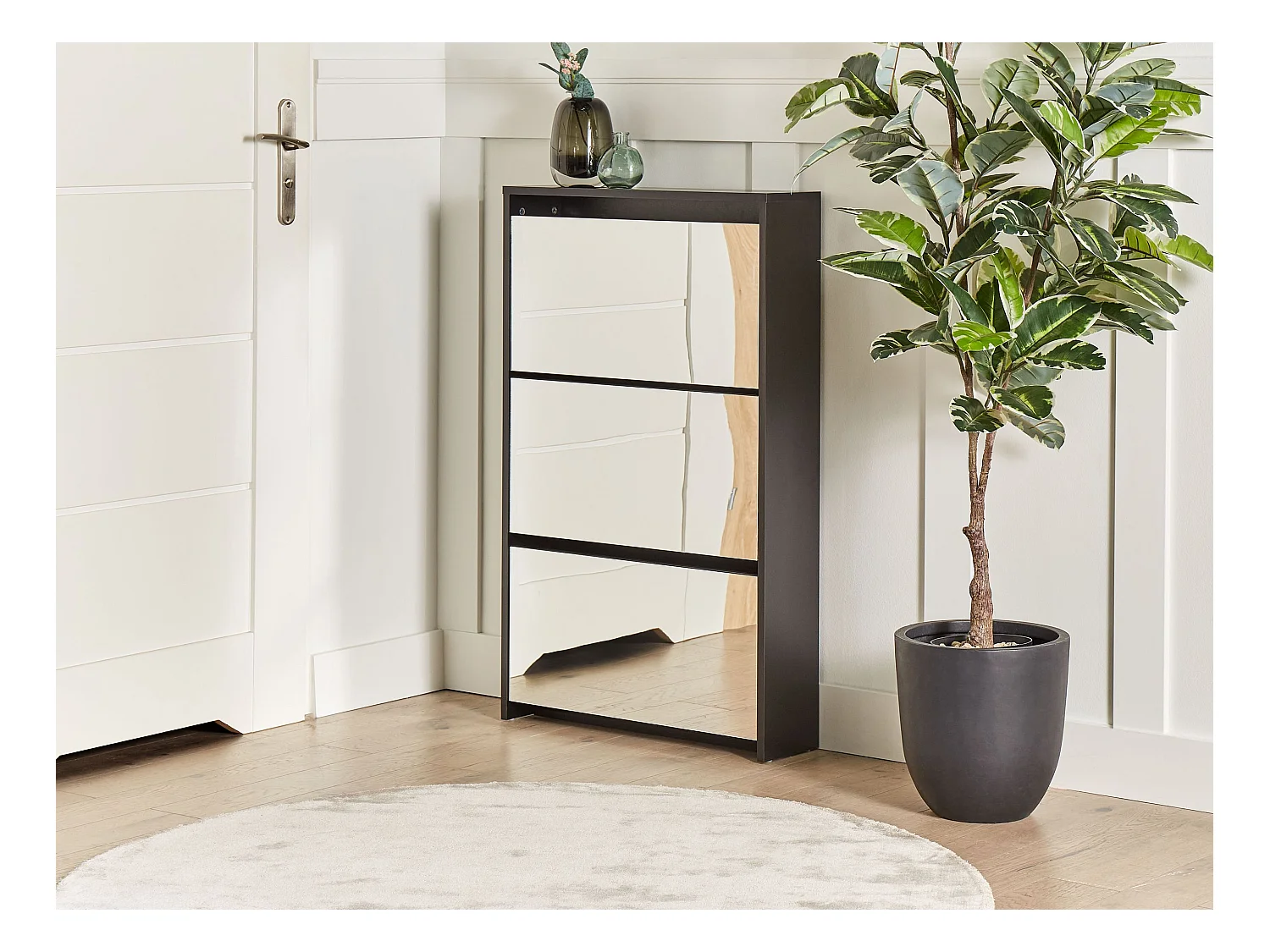 Schuhschrank MIDFIELD Silber verspiegelt