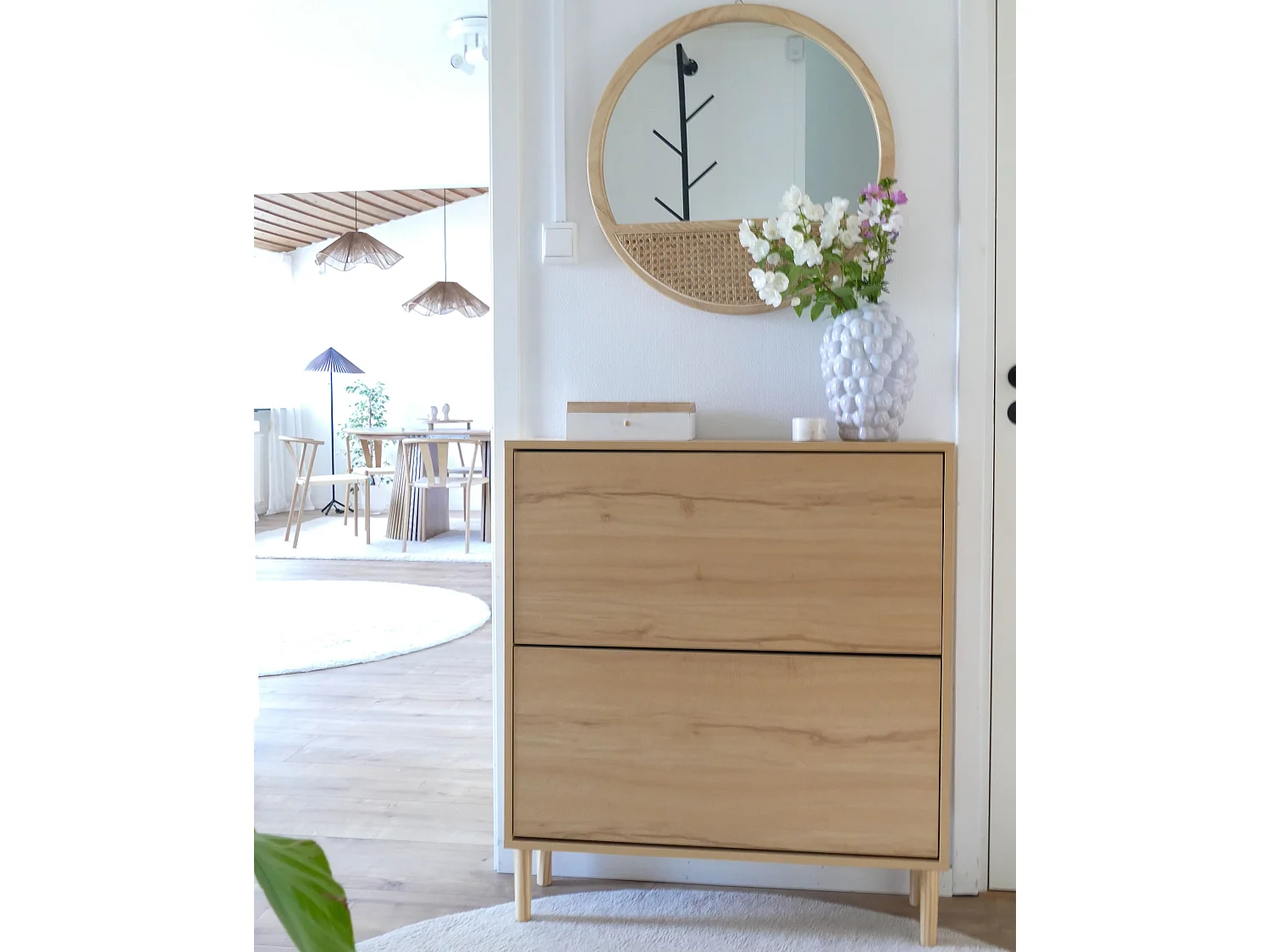 Shoe Storage Cabinet NORRIS Light Brown