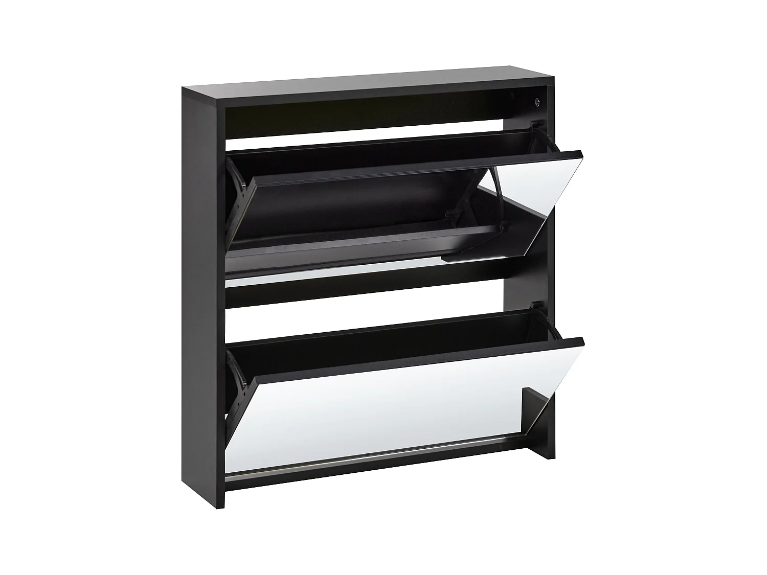 Halbhoher Schuhschrank schwarz mit 2 Klapptüren verspiegelt modern Midfield