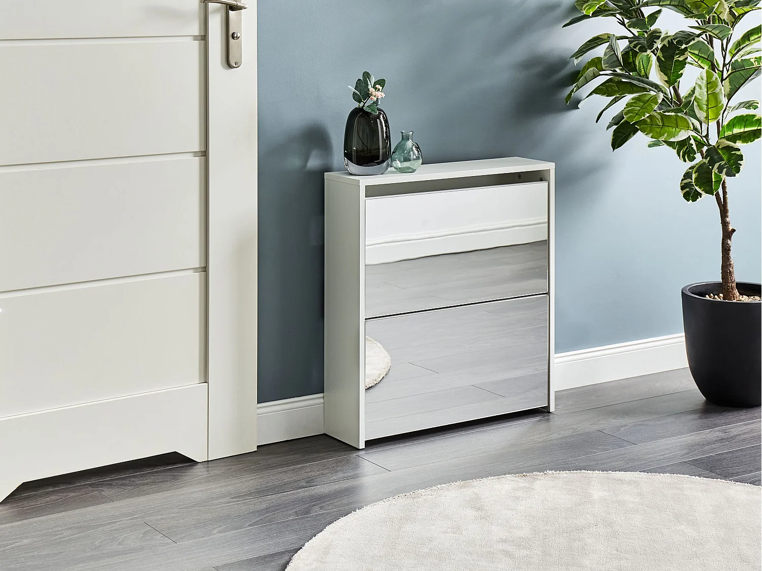 Schuhschrank MIDFIELD Silber verspiegelt