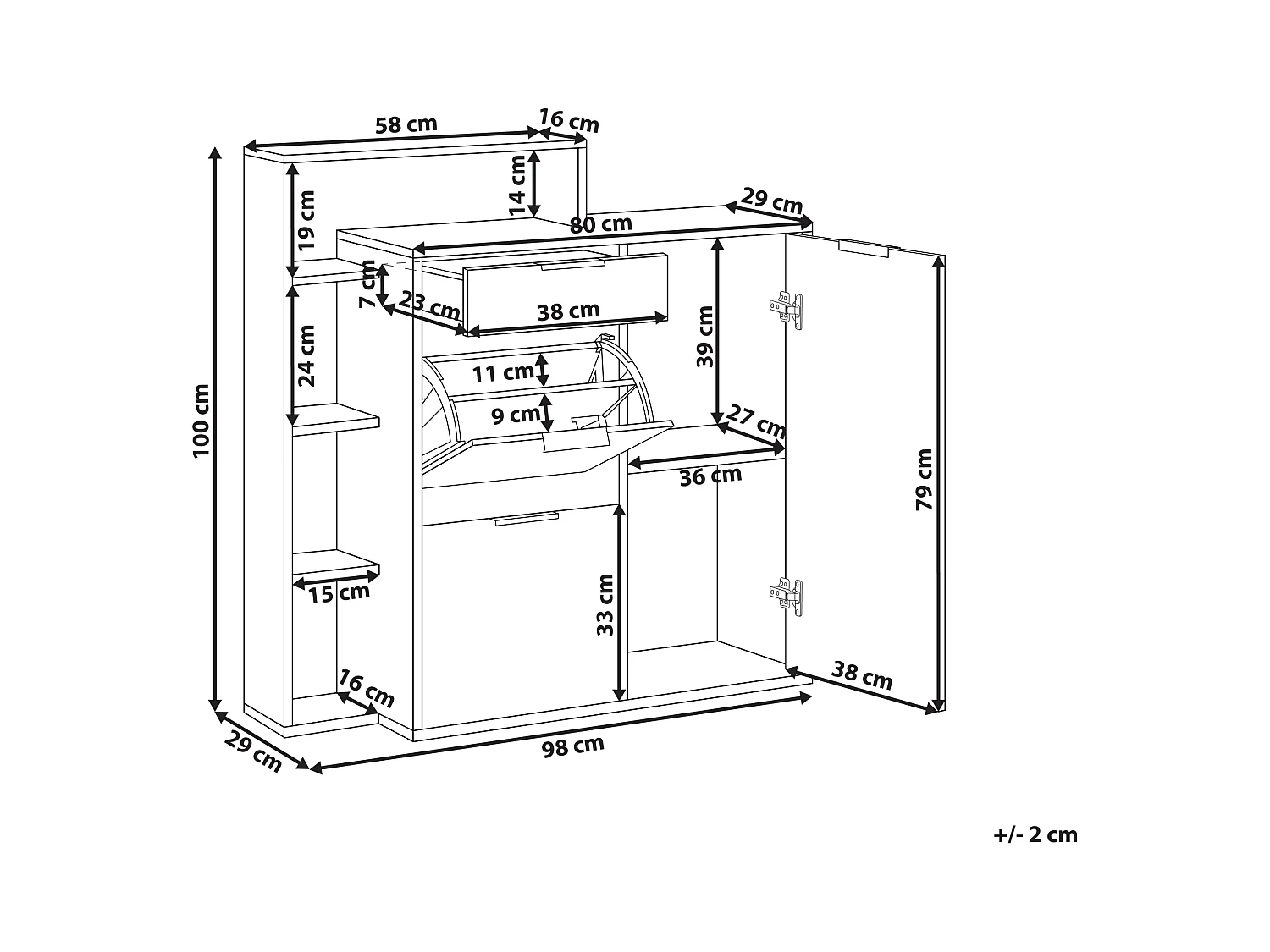 Schoenenkast MIRANI Lichtbruin