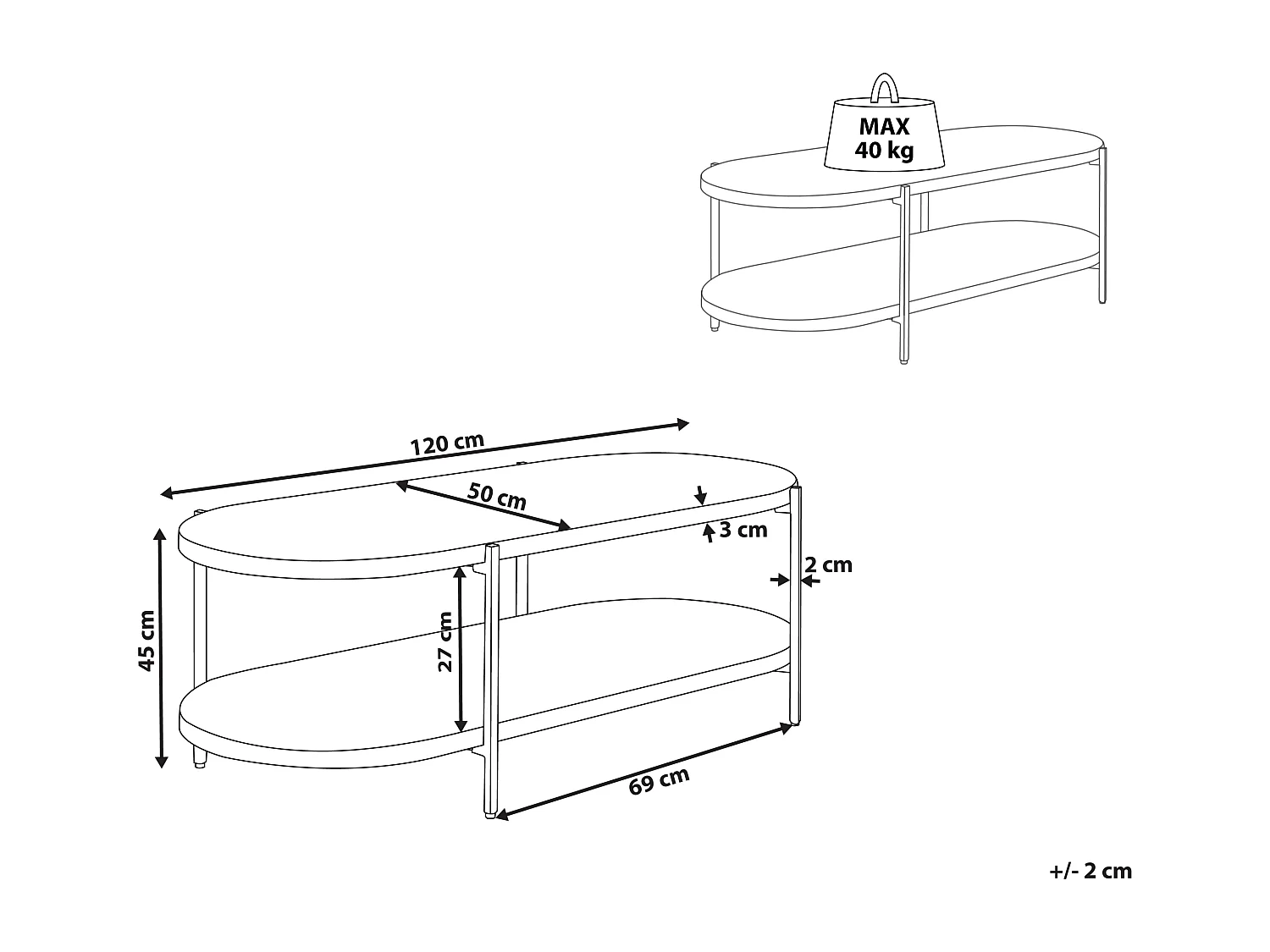 Salontafel BALINGER Lichtbruin