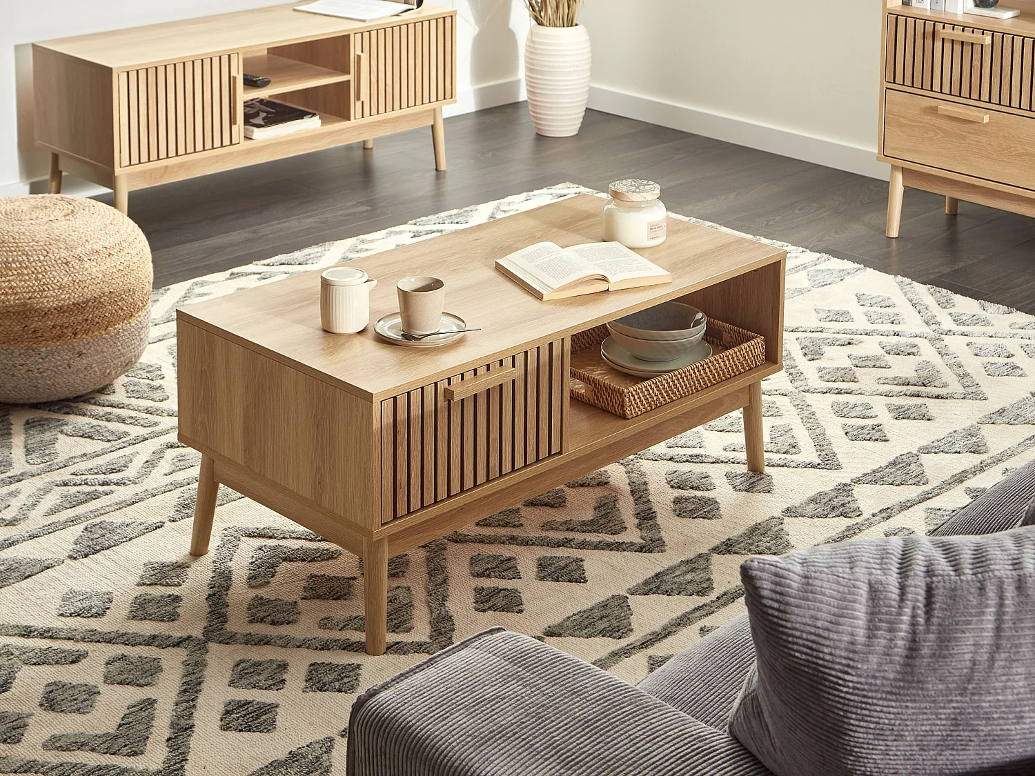 Table basse LYNWOOD Marron clair avec rangement