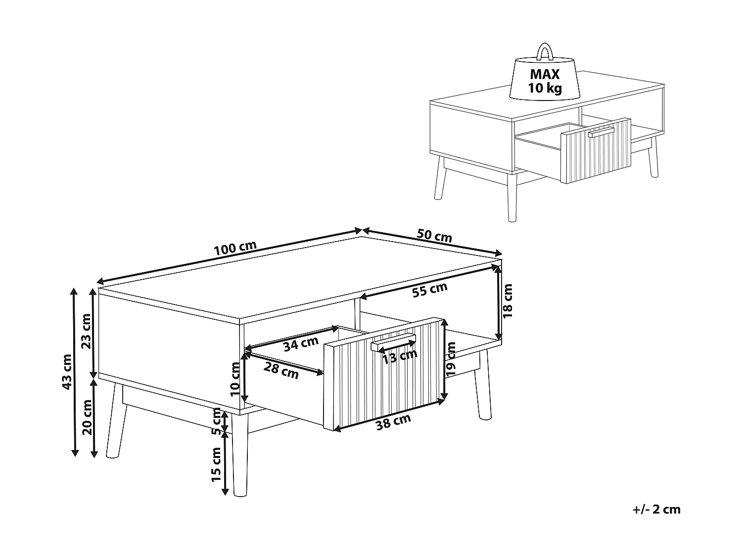 Table basse LYNWOOD Marron clair avec rangement