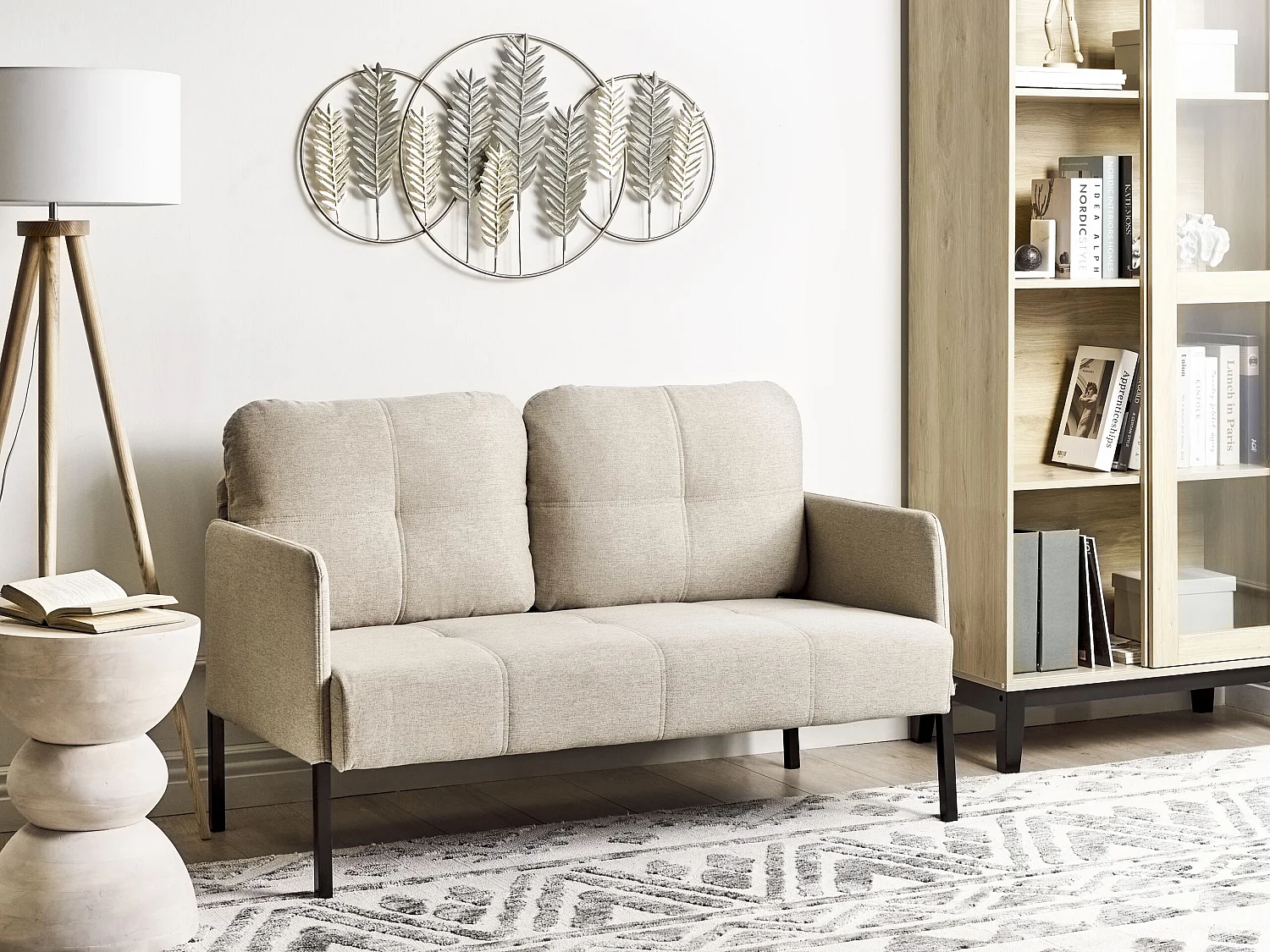 Polsterbank LAHTI Stoff Hellbeige 2-Sitzer