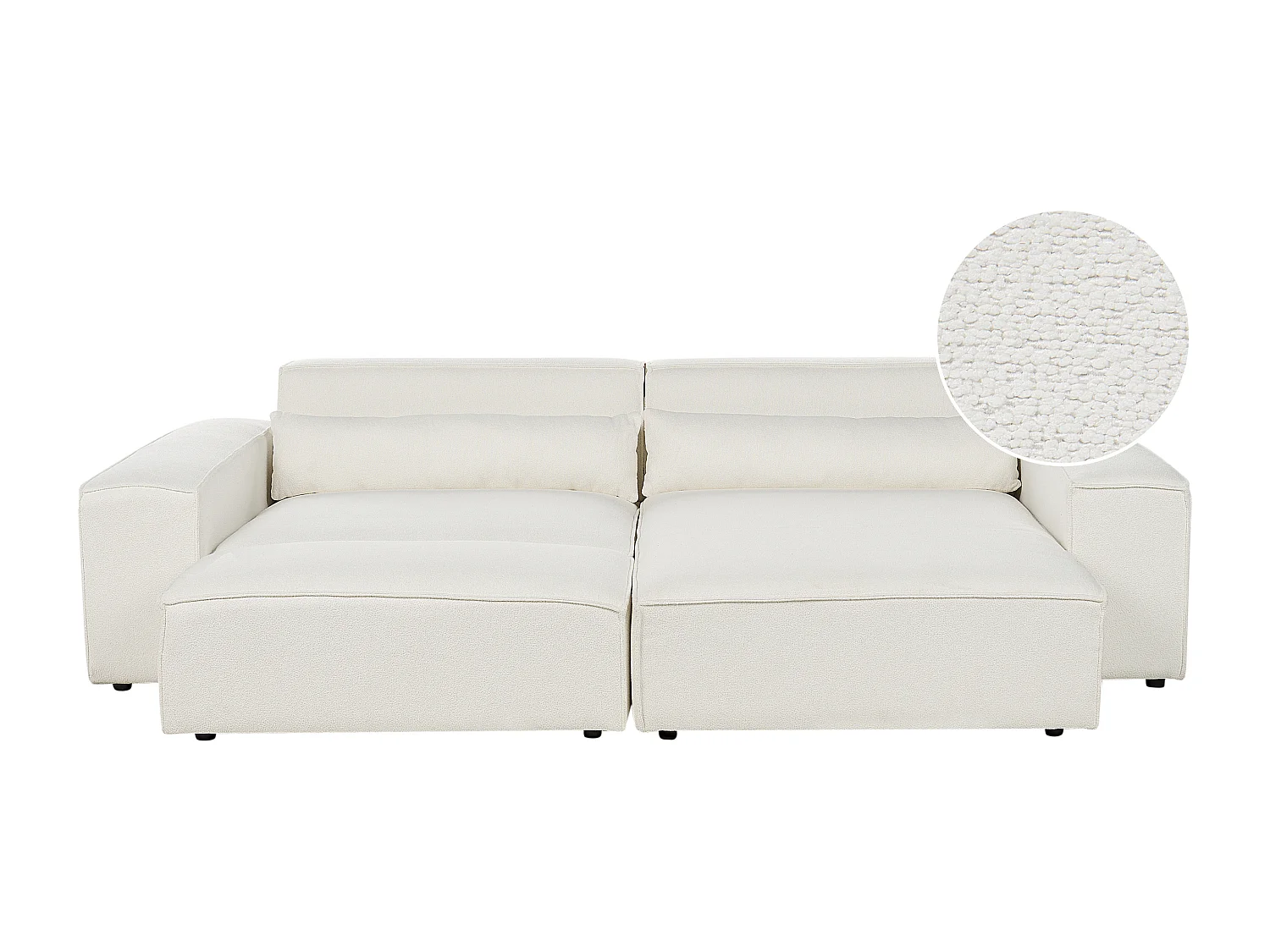 Canapé d'angle modulable HELLNAR Bouclé Blanc cassé avec ottoman 2 places Côté gauche