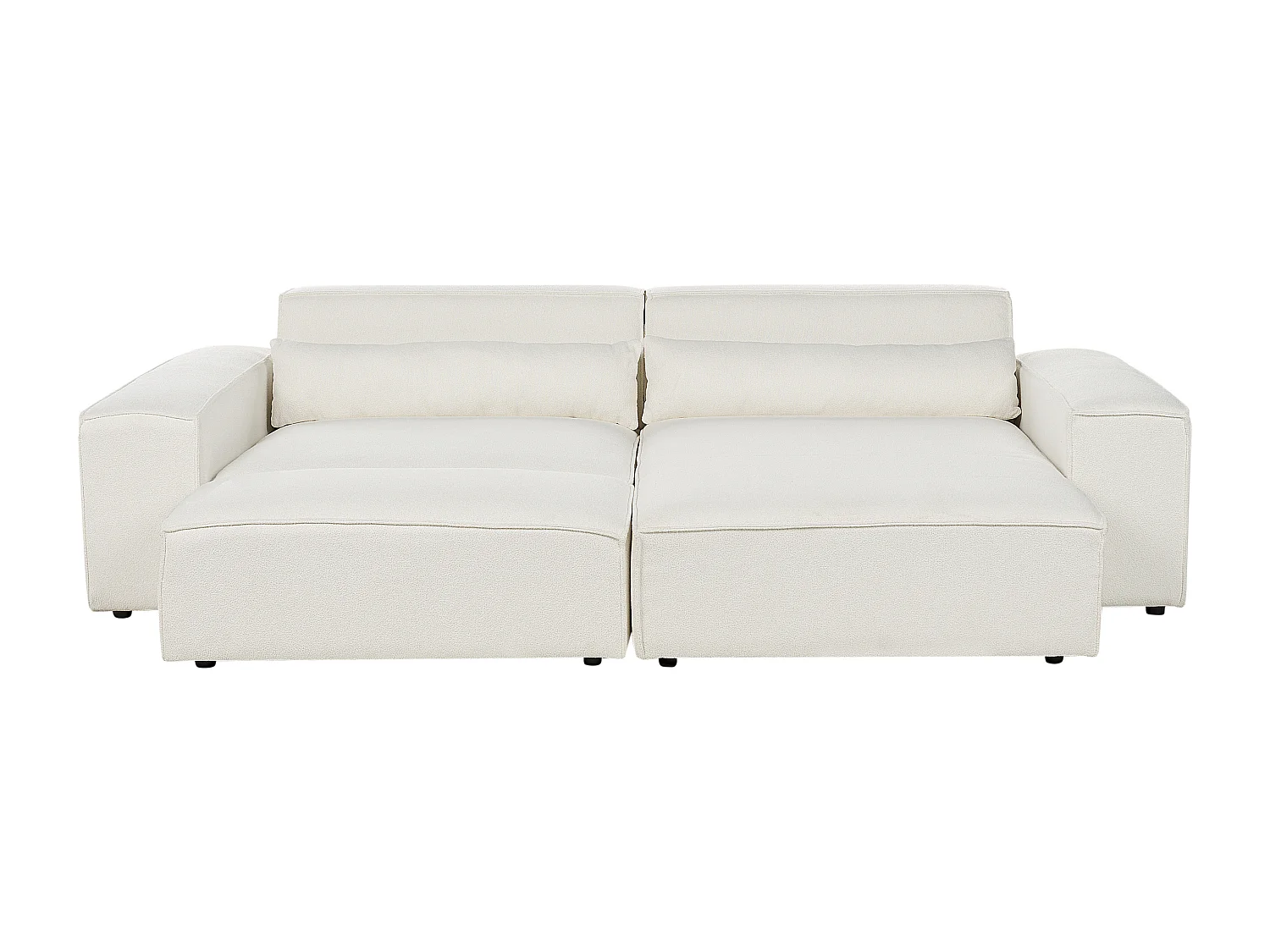 Canapé d'angle modulable HELLNAR Bouclé Blanc cassé avec ottoman 2 places Côté gauche