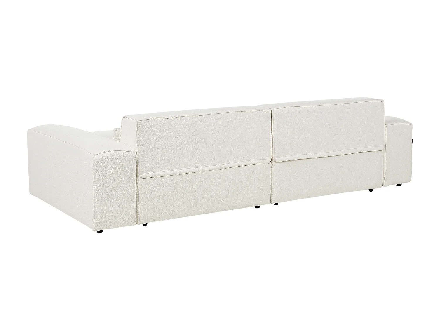 Canapé d'angle modulable HELLNAR Bouclé Blanc cassé avec ottoman 2 places Côté gauche