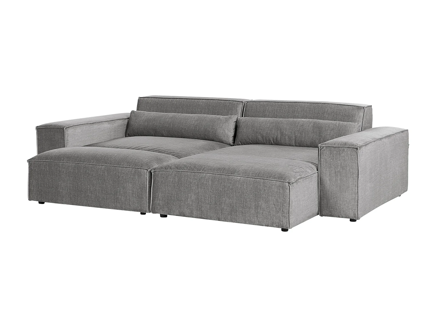 Sofá de canto modular HELLNAR Tecido Cinzento com repousa-pés 2 lugares à esquerda