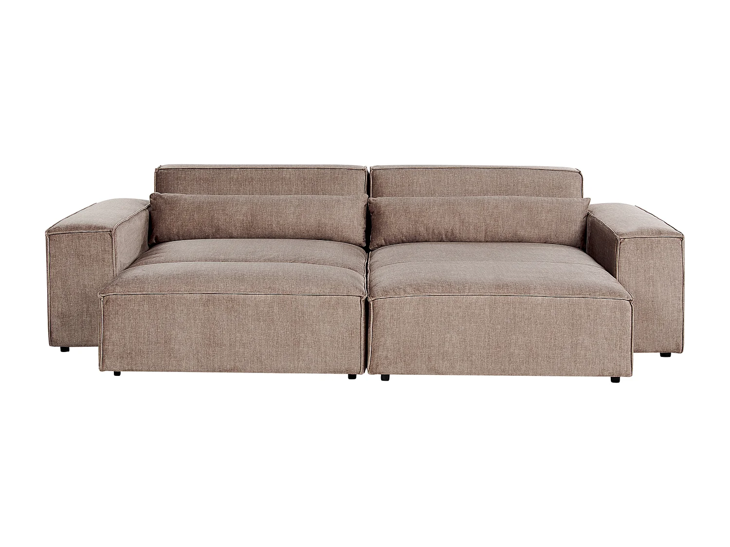 Sofá de canto modular HELLNAR Tecido Castanho claro com repousa-pés 2 lugares à esquerda