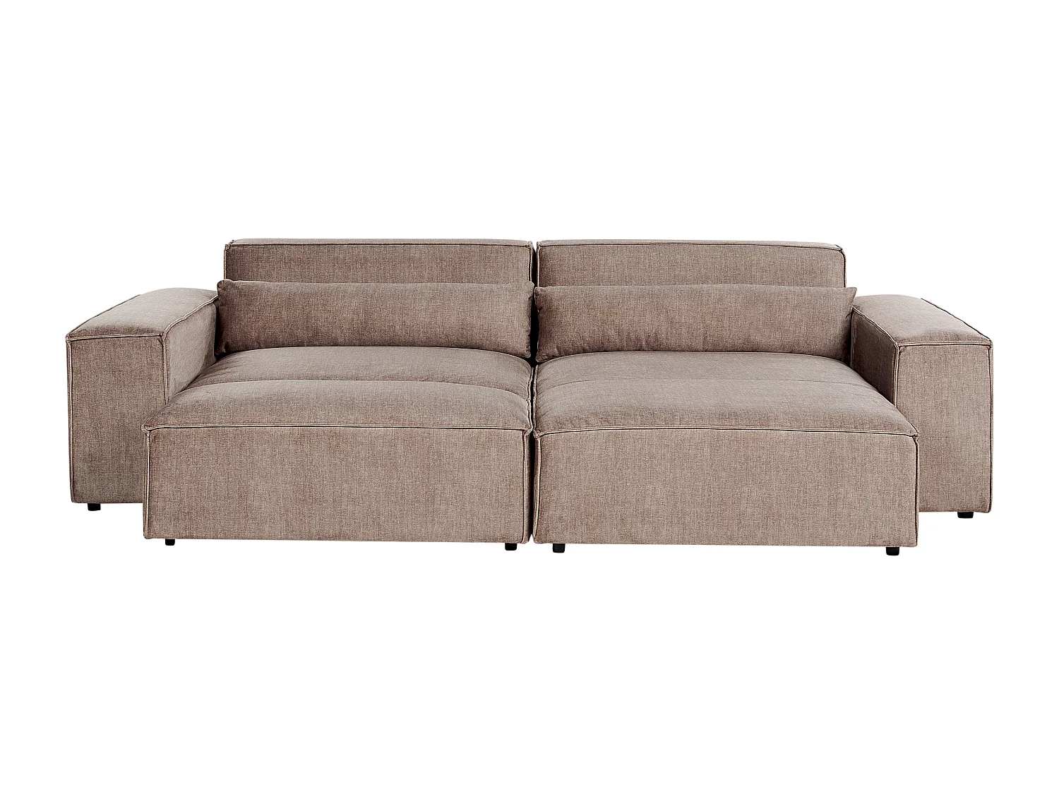 Sofá de canto modular HELLNAR Tecido Castanho claro com repousa-pés 2 lugares à esquerda