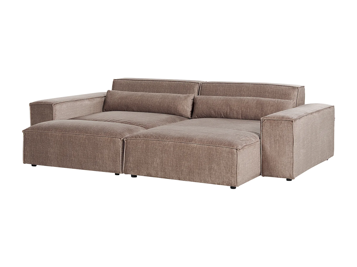 Sofá de canto modular HELLNAR Tecido Castanho claro com repousa-pés 2 lugares à esquerda