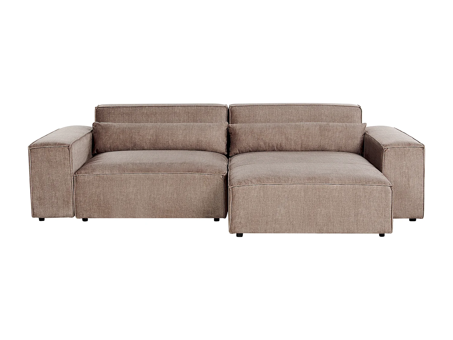 Modulaire hoekbank HELLNAR Stof Lichtbruin Met ottomaan 2-zitter Linkerzijde