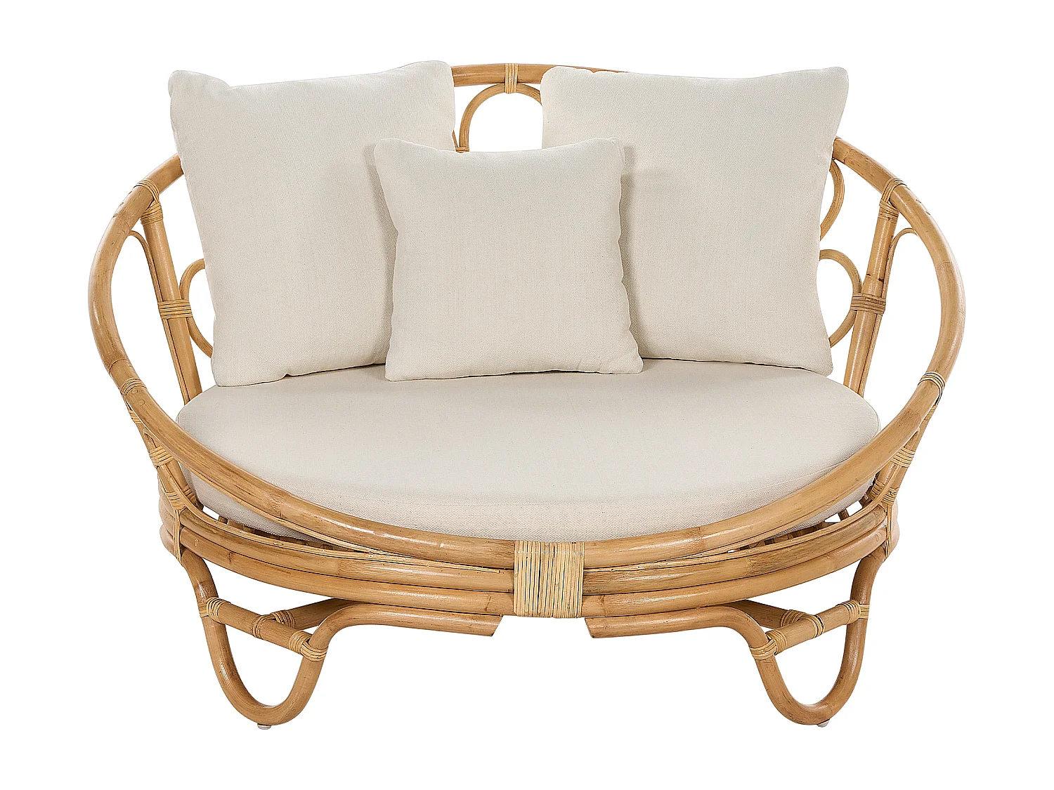 Garten Sonneninsel 2er Set Rattan natürlich Auflagen beige Loungemöbel Rossano