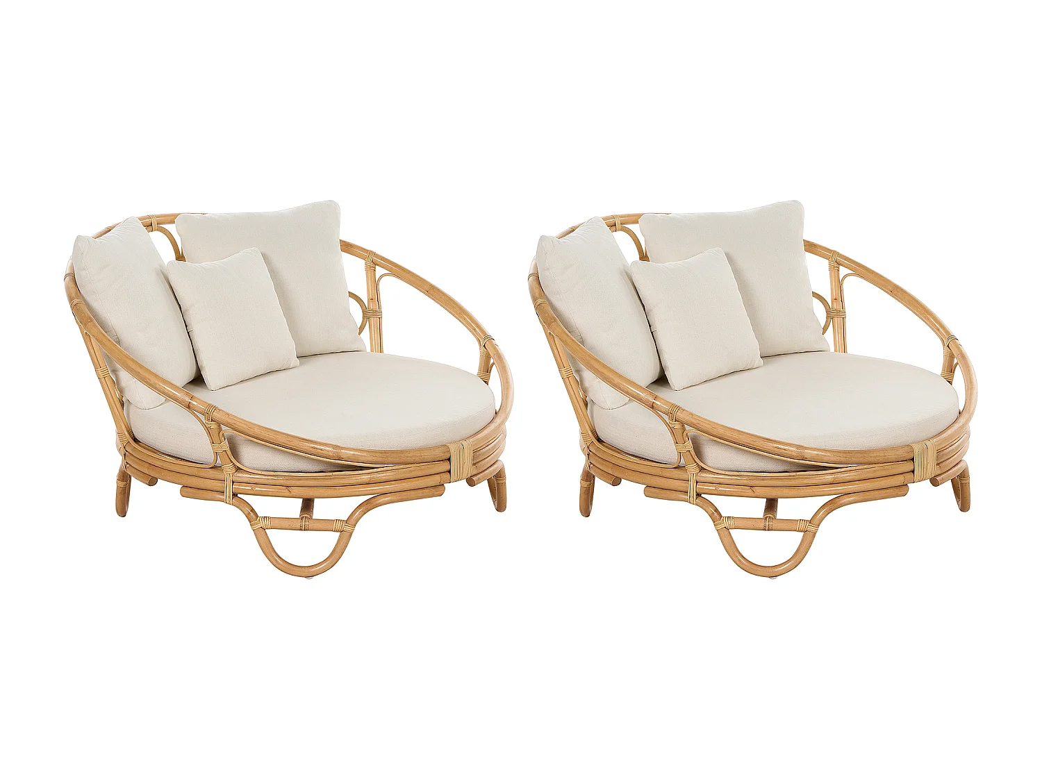 Lot de 2 lits de jardin ROSSANO Rotin Naturel