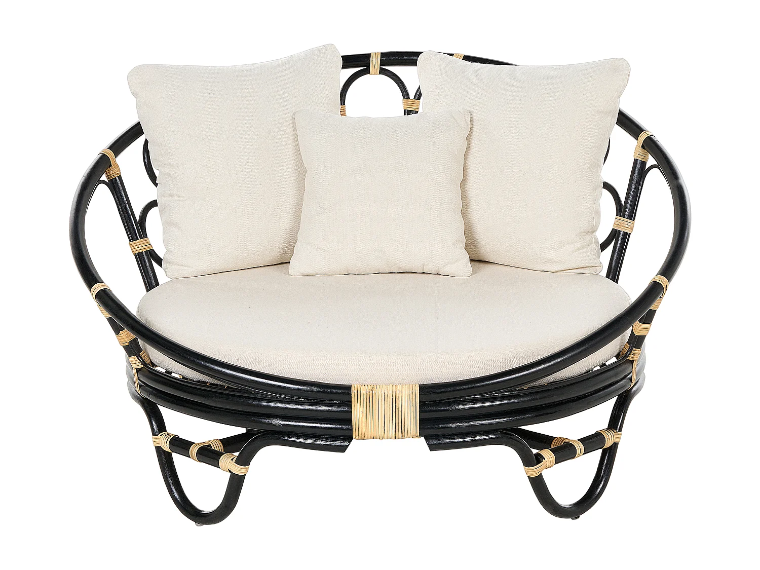 Lot de 2 lits de jardin ROSSANO Rotin Noir