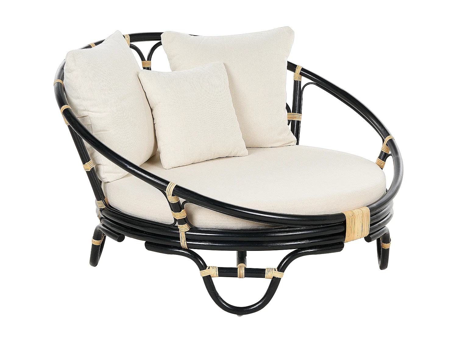 Lot de 2 lits de jardin ROSSANO Rotin Noir