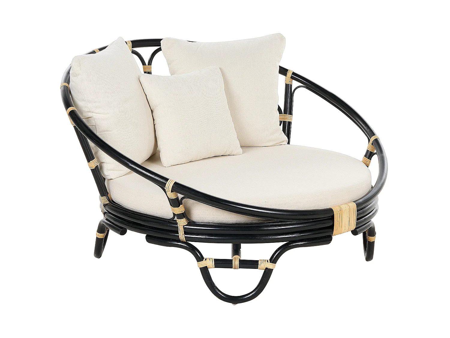 Lot de 2 lits de jardin ROSSANO Rotin Noir