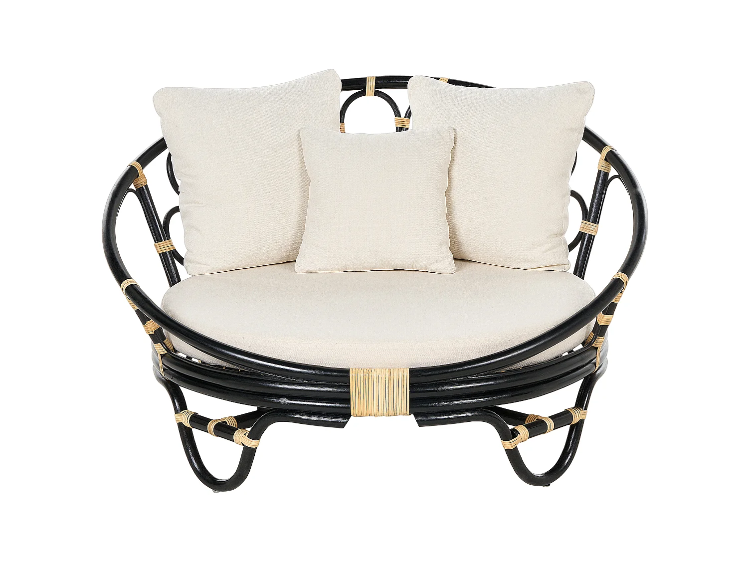 Lot de 2 lits de jardin ROSSANO Rotin Noir