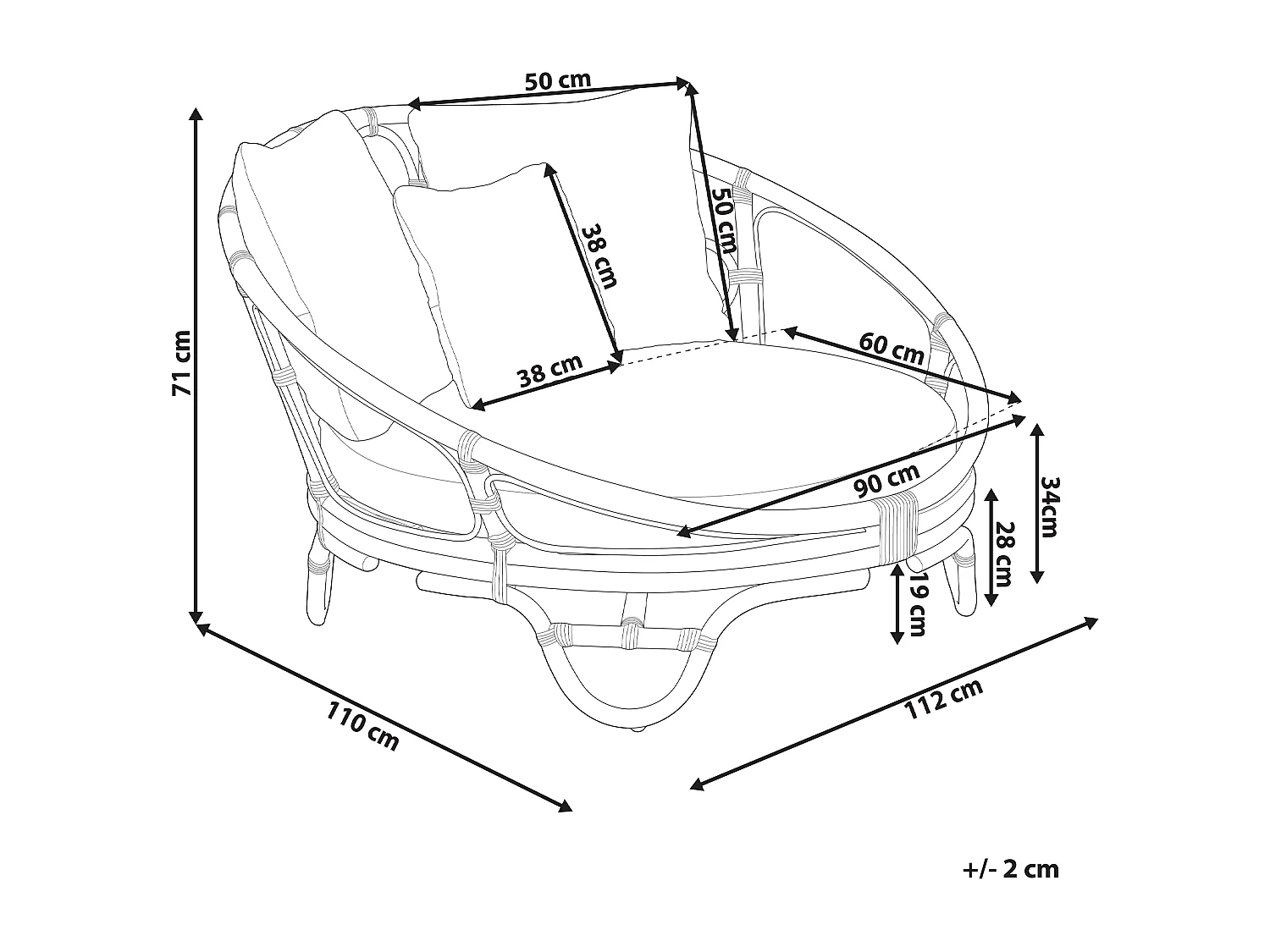 Łóżko ogrodowe ROSSANO Rattan Czarny