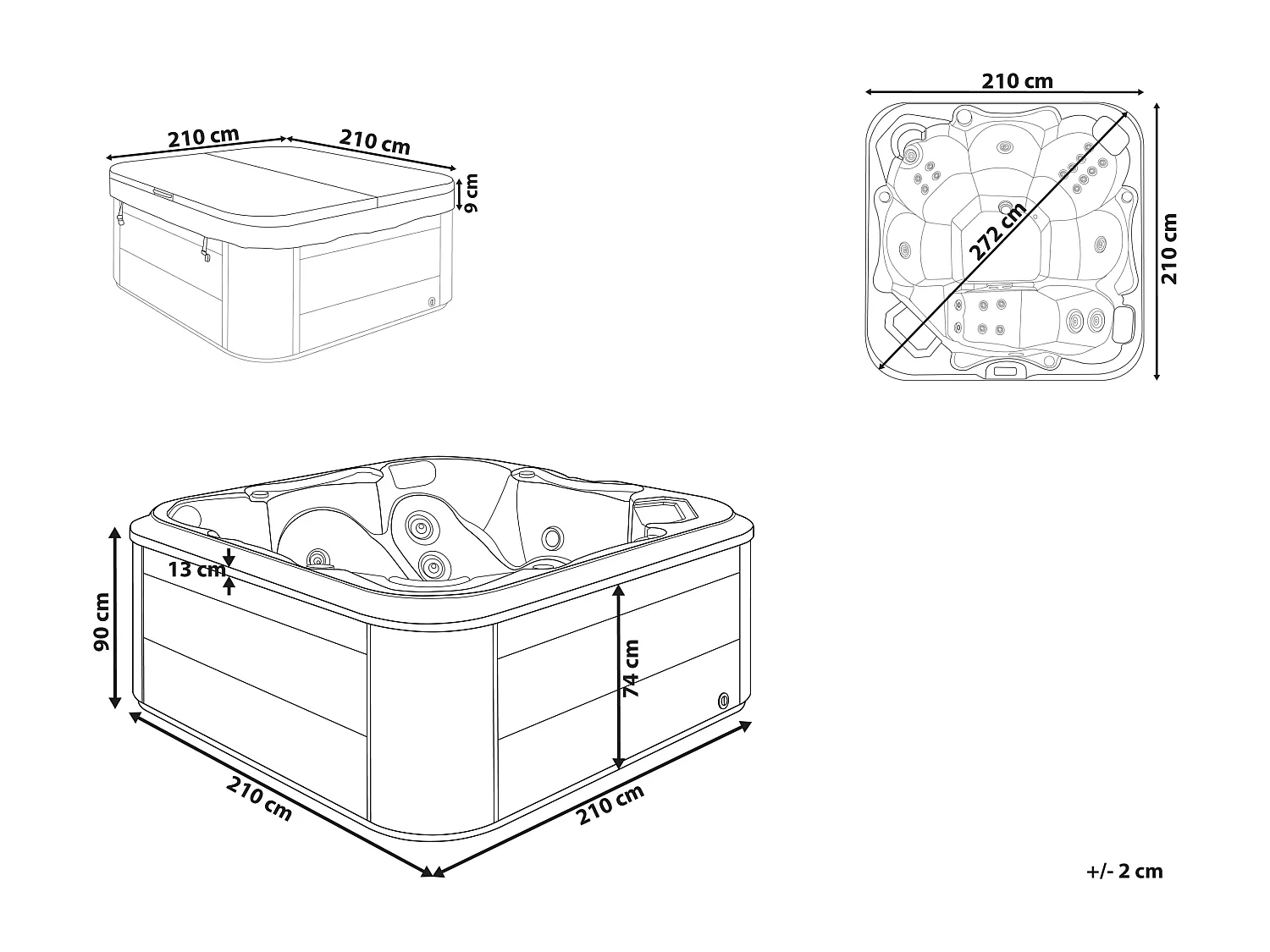 Spa d'extérieur avec LED TULAROSA Bleu