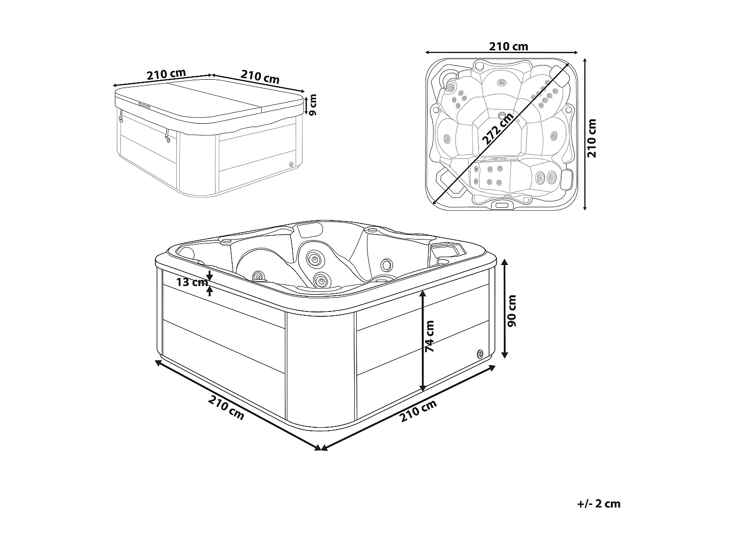 Outdoor hottub met LED TULAROSA Wit