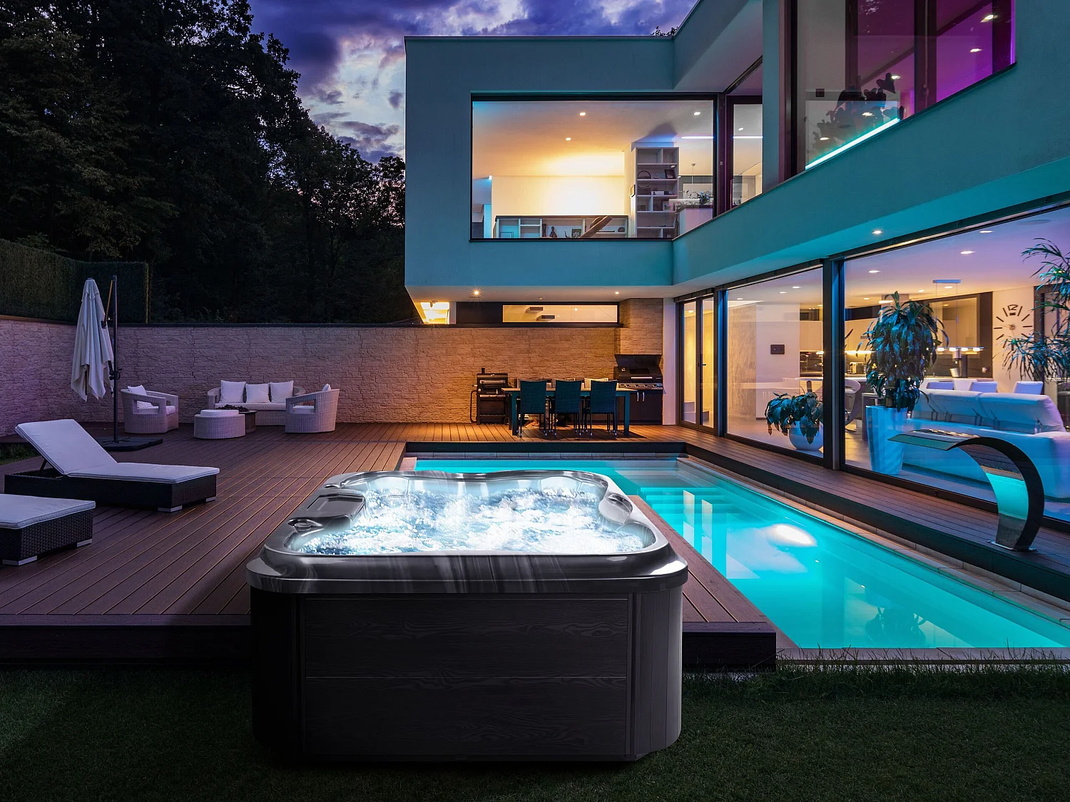 Outdoor Whirlpool mit LED ARCELIA Grau
