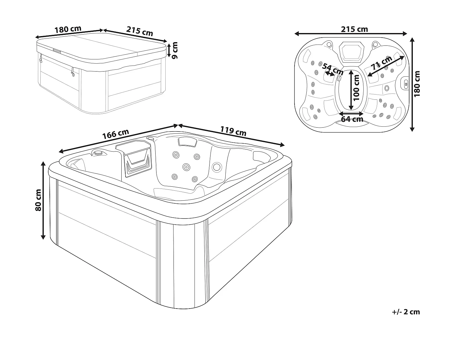 Outdoor hottub met LED ARCELIA Grijs