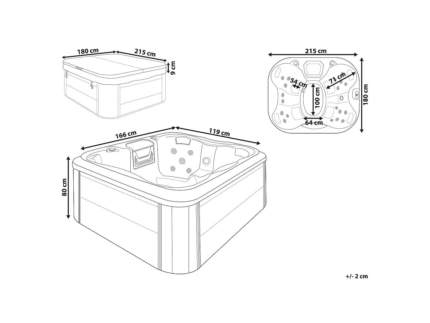 Outdoor Whirlpool mit LED ARCELIA Grau