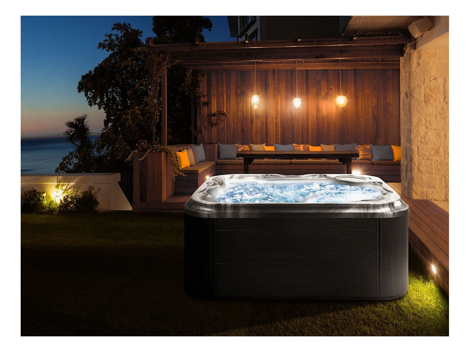 Outdoor hottub met LED TULAROSA Grafietgrijs