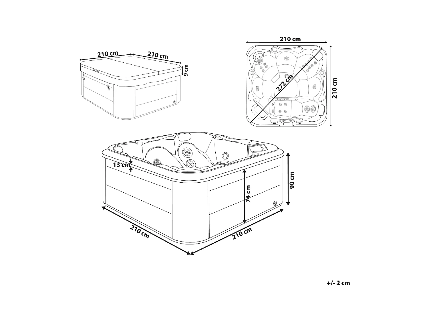 Outdoor hottub met LED TULAROSA Grafietgrijs