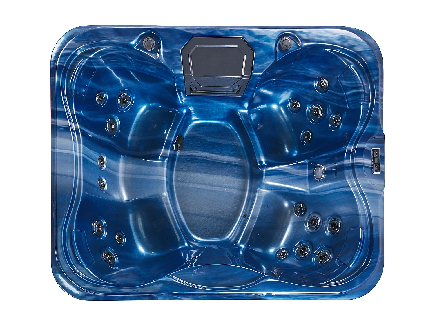 Luxus Outdoor Whirlpool Spa für 4 Personen mit LED Regenschutz blau Arcelia