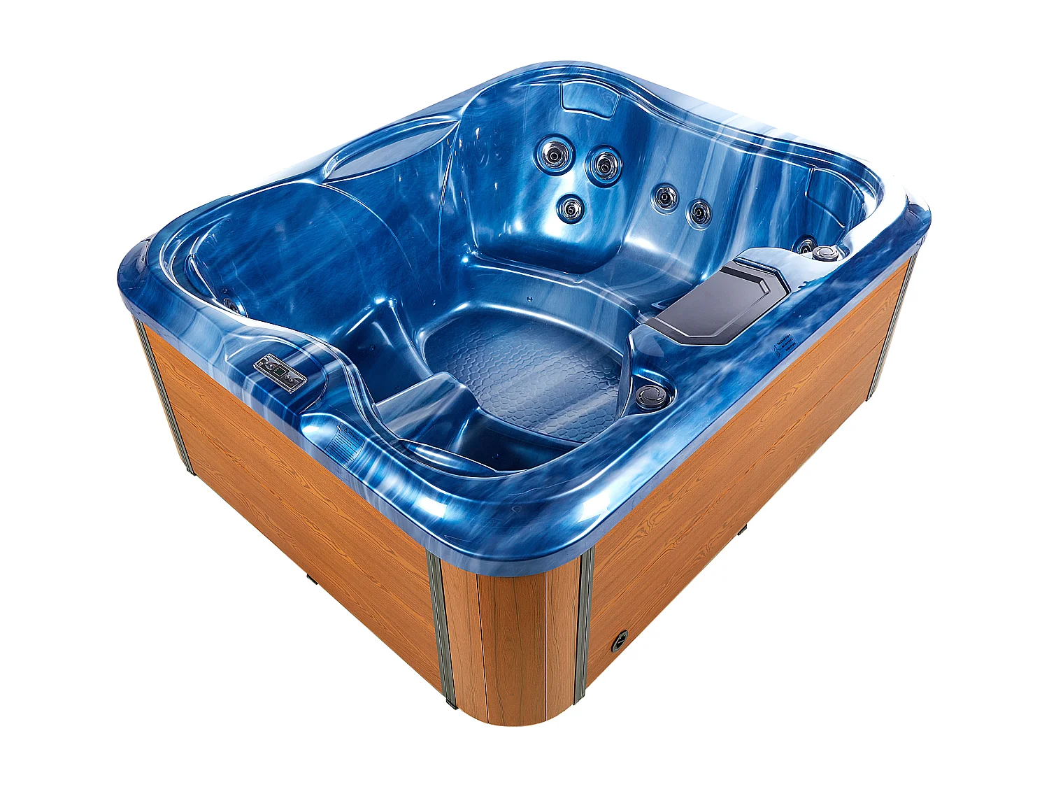 Luxus Outdoor Whirlpool Spa für 4 Personen mit LED Regenschutz blau Arcelia