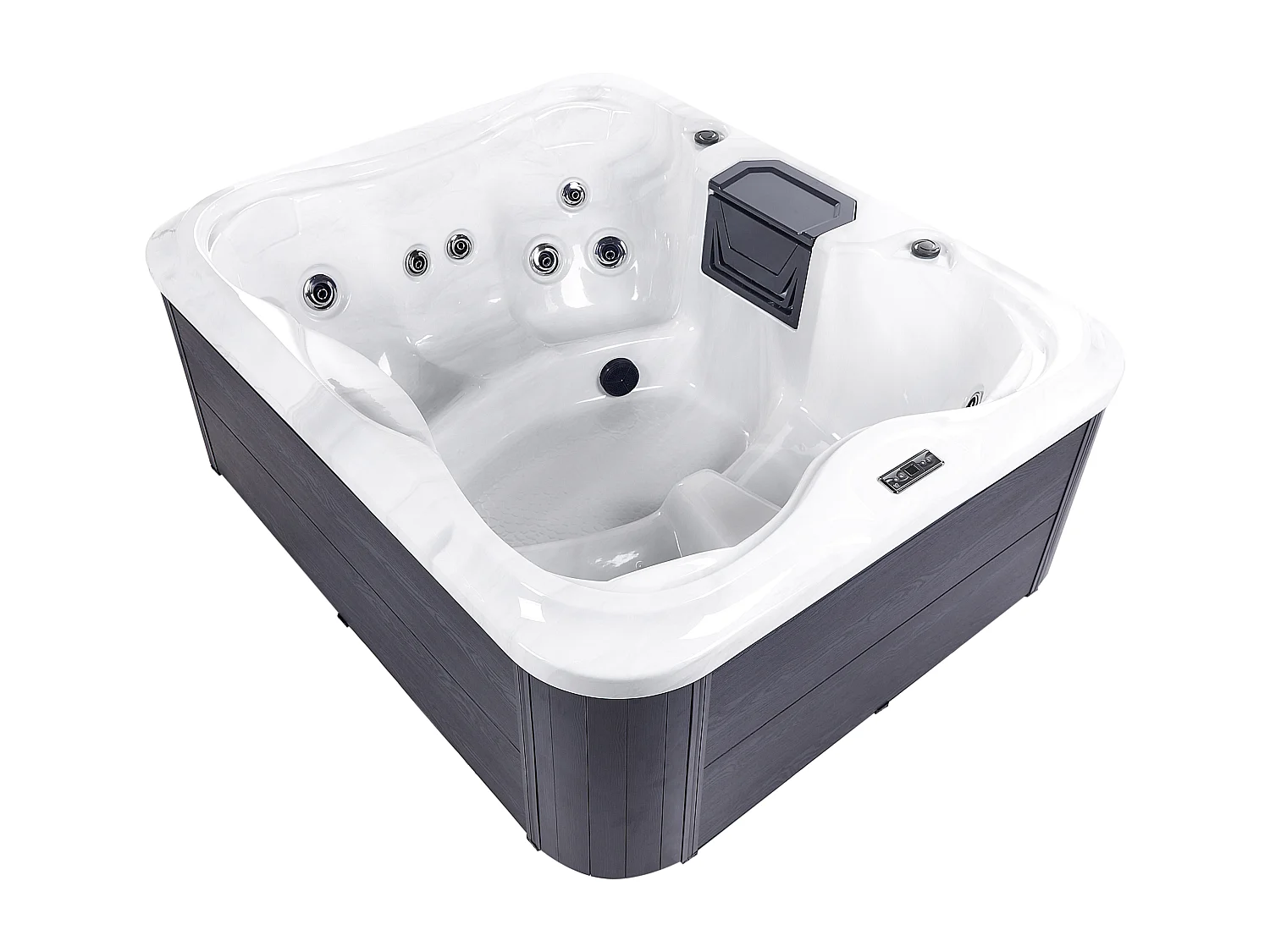 Luxus Outdoor Whirlpool Spa für 4 Personen mit LED Regenschutz weiß Arcelia